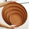 Wood Grain Tray Plastic Household Cup Teacup Tray Round Fruit Tray Commercial Hotel Water Cup Kettle Storage Plate