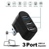 3 In 1 USB2.0 Hub 180 ° Rotation Adapter for Laptop Notebook 3 Ports USB Splitter Mouse Keyboard U Disk Reader PC Computer Accessories