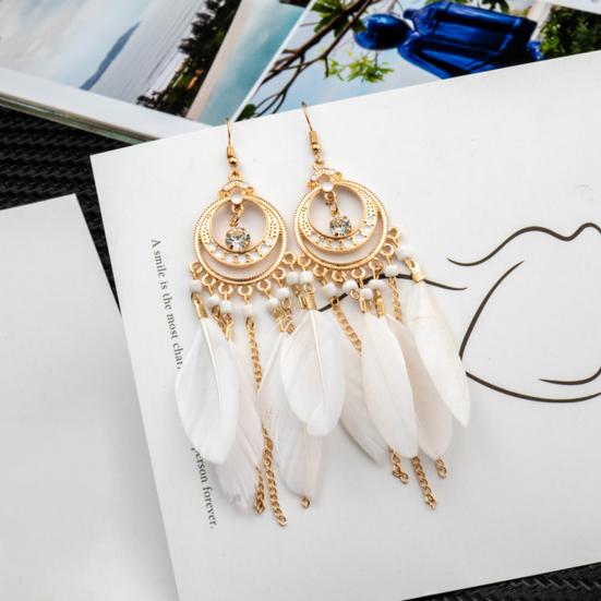 1 пара женских серег-подвесок в богемном стиле, этнические серьги с синтетическими перьями, изысканные женские серьги-подвески