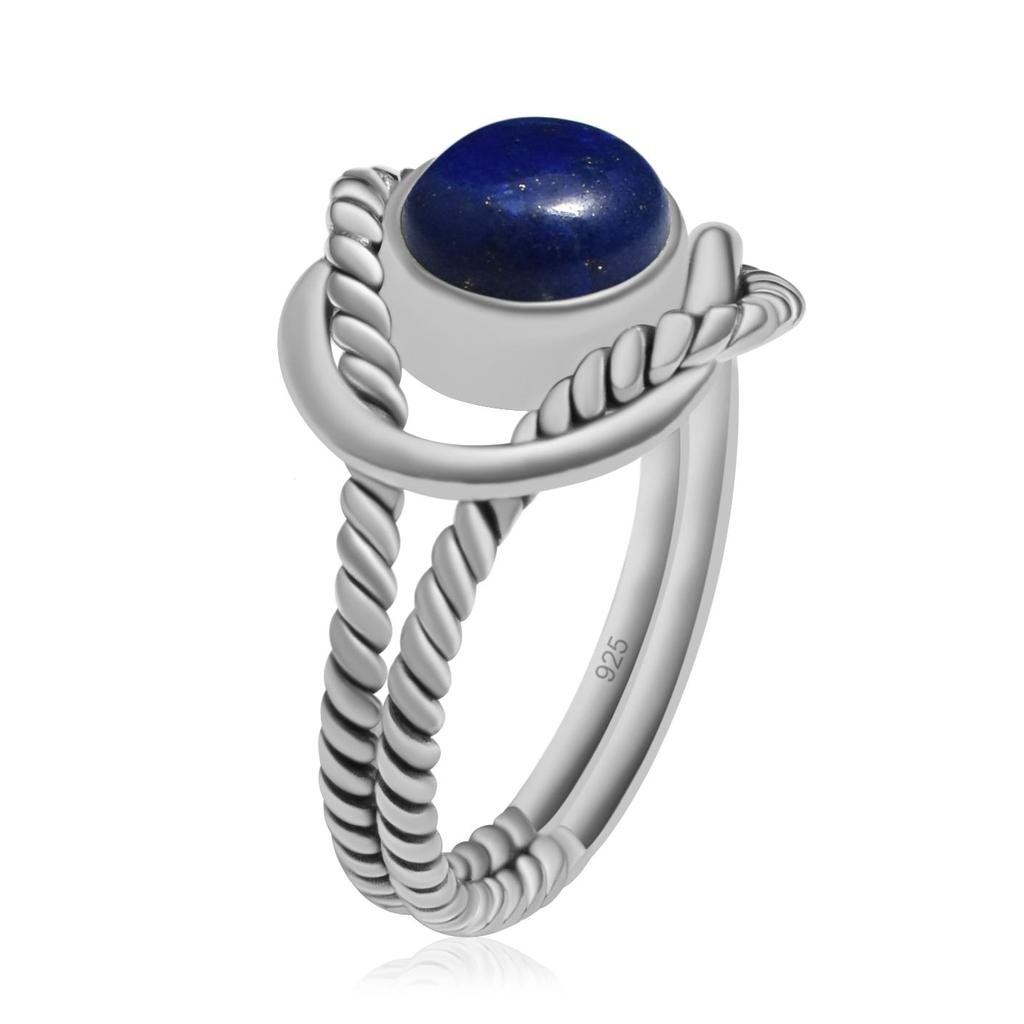 Кольца с разрезным хвостовиком из натурального лазурита 925 пробы из серебра 925 пробы для женщин и девочек