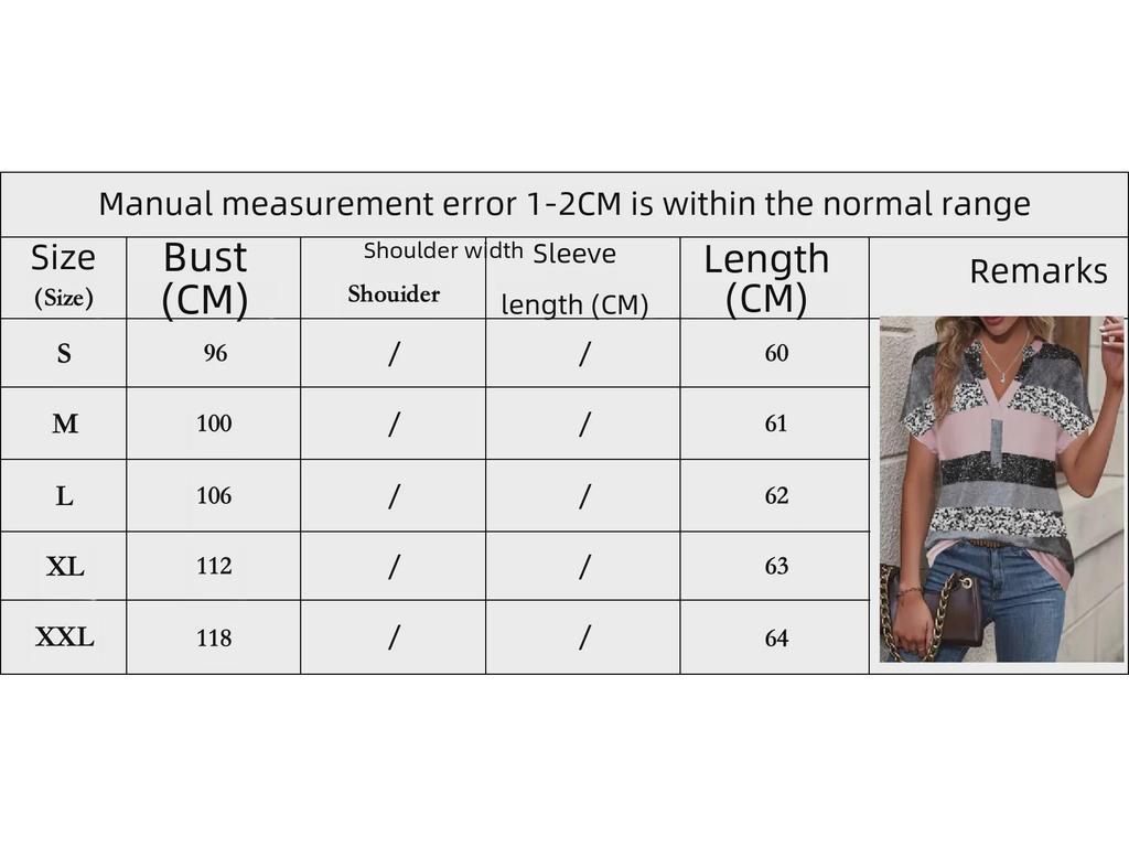 Women's Summer Striped V-Neck 3D Print Casual Short-Sleeve T-Shirt