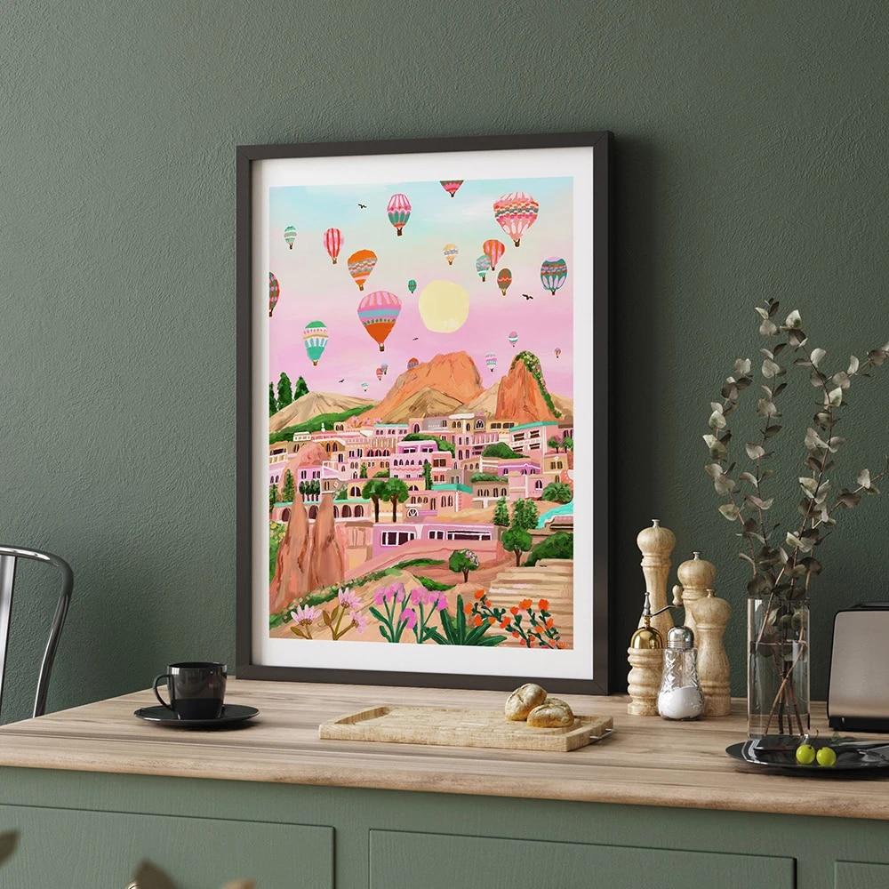 Розовый Дубровник Замок Осаки Cherry Blossom Япония Wall Art Холст Картина Плакат на скандинавскую тему и принты Картина для декора гостиной без рамки