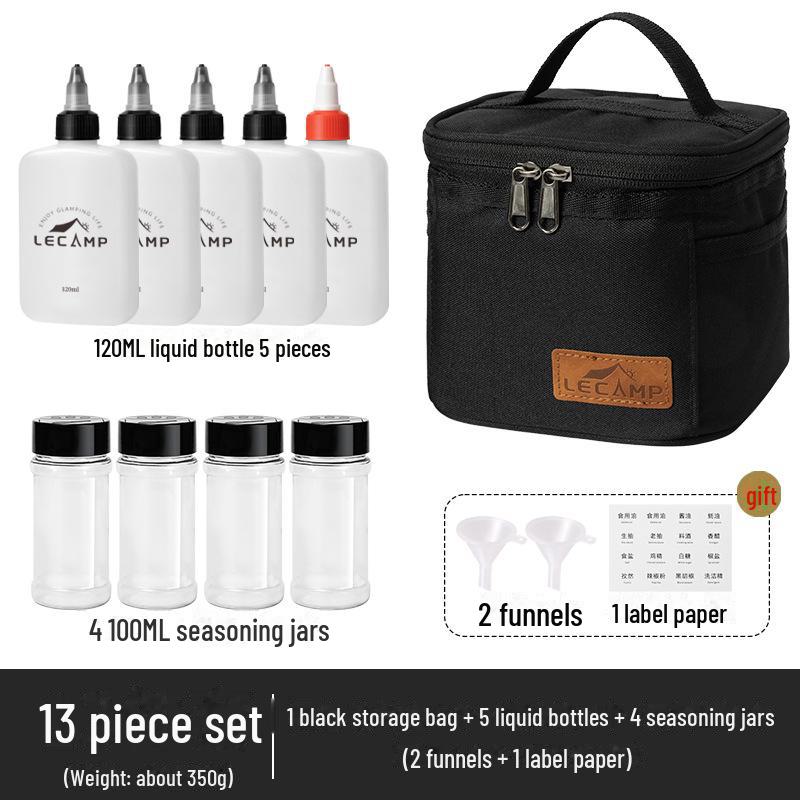 Портативный набор бутылок с приправами для кемпинга и пикников с герметичными бутылками для масла и сумкой для хранения