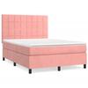 3143024 vidaXL Divan Bed with Mattress Pink 140x190 Cm Velvet