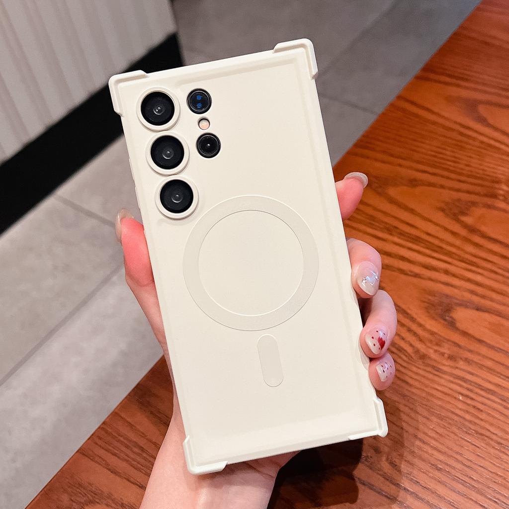 Подходит для Samsung S25 Ultra Магнитный чехол для мобильного телефона S24 Жидкое ощущение кожи Четыре угла Защита от падения S23 Силиконовый мягкий чехол Все