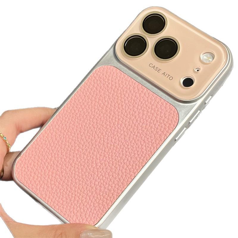 Lychee Pattern iPhone 17 Pro Max Case, Compatible with Apple 14 to 17, Large Window Design for Cross-Border Appeal.