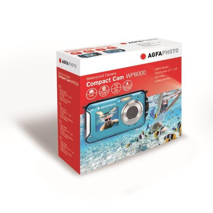 AGFA PHOTO Realishot WP8000 - Appareil Photo Numérique Étanche (Vidéo HD, Double écran LCD, Zoom Digital 16x) - Bleu