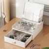 Dust-proof Jewelry Box with Mirror 2-Layer Jewelry Storing Organizer Jewelry Display Holder  Rings