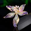 New Exquisite Enamel Orchid Brooches High-end Zircon Elegant Temperament Suit Coat Accessories Female Flowers Broche Pins Gift