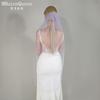 Plain Solid Color Tulle Bridal Veil Single Layer Soft Flowy Simple Wedding Veil White Lavender Light Blue Floor Length Veil For Bride Elopement Shoot