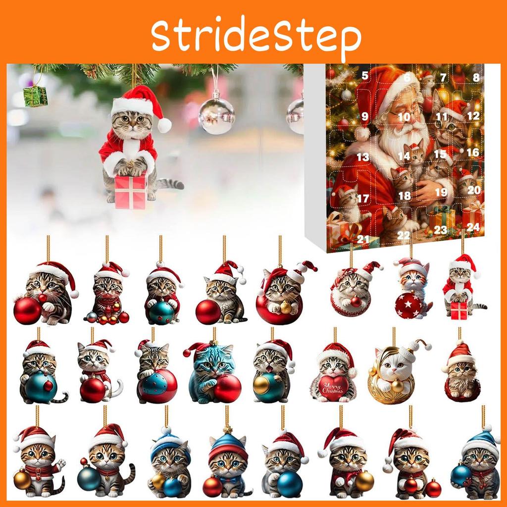 Christmas Countdown Calendar Featuring Adorable Cat Acrylic Decorations For Holiday Gift Giving