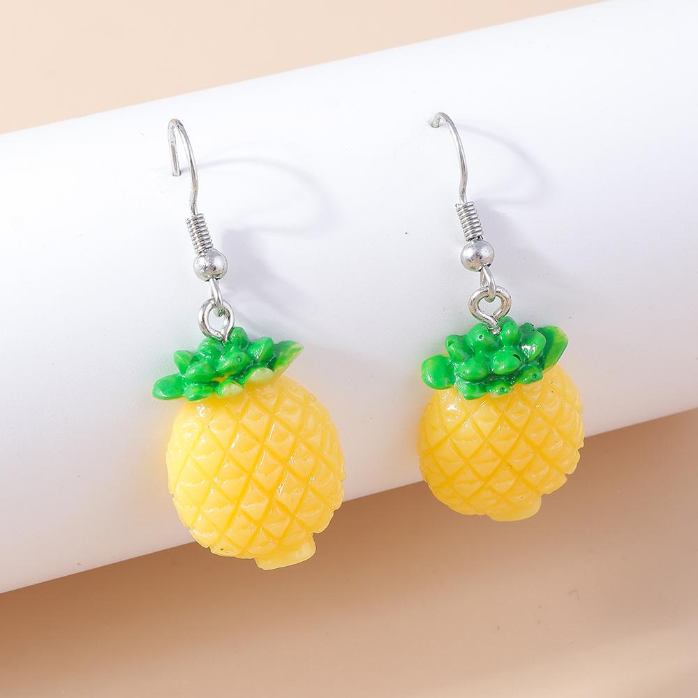 Fashion Resin Simulation Fruits Earrings for Women Pineapple Strawberry Apple Banana Cherry Drop Earrings Girls Jewelry Gifts