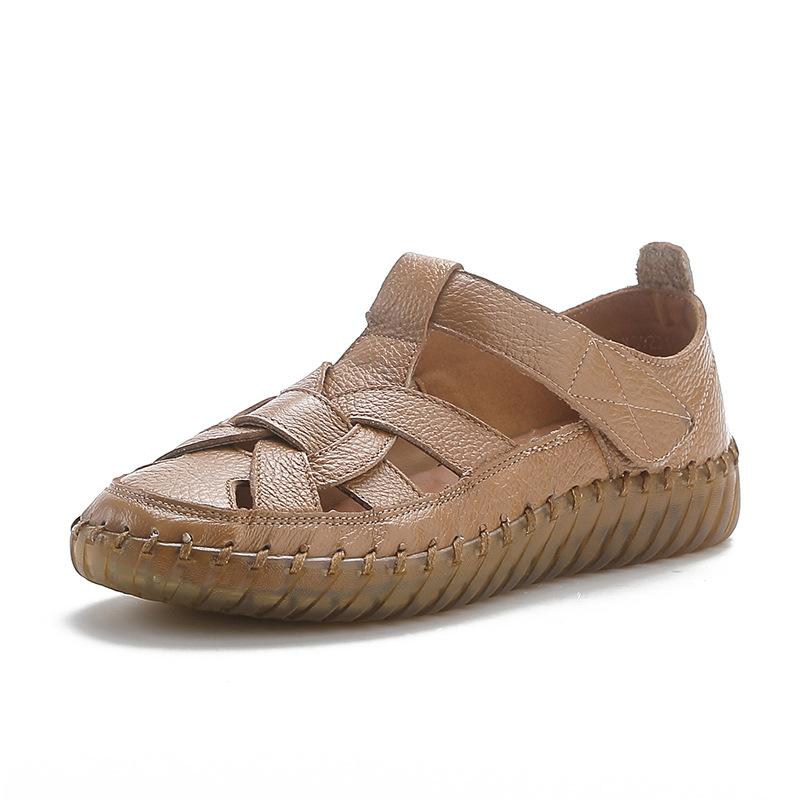 2024 г. Сандалии-гладиаторы из натуральной кожи для женщин, ортопедическая обувь, женские туфли на плоской подошве с ремешками, большой размер 43, женские мягкие сандалии для ходьбы