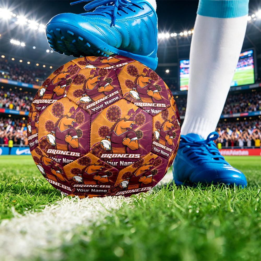 Brisbane Broncos Size 5 Football, Custom Name Text Personalized Soccer Ball Sport Training Gift