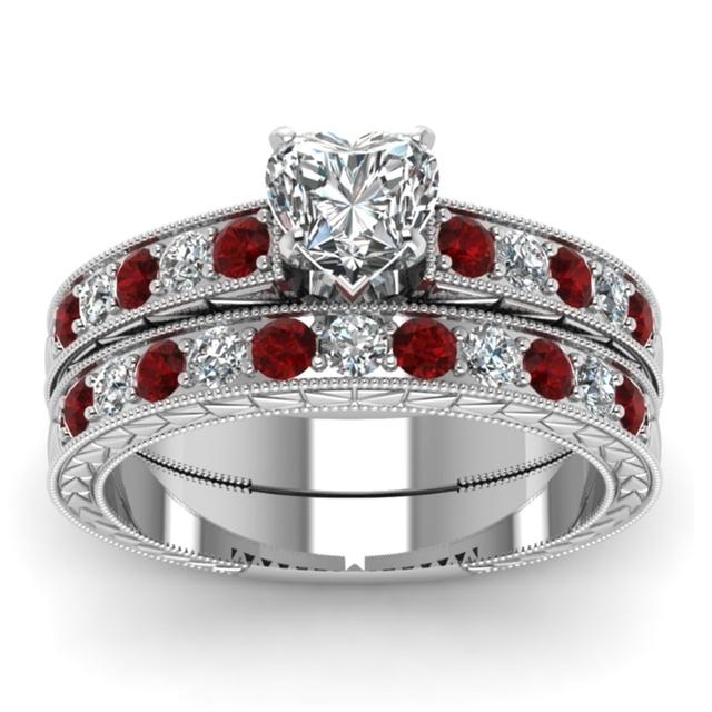 2 шт./компл. изысканный комплект колец в форме сердца, очаровательное белое кольцо с цирконом для женщин, обручальное кольцо, ювелирное изделие, подарок