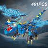 461PCS Blue Flying Dragon Building Blocks Prehistoric Water Dragon Animal Model Bricks Desktop Display Kids Toys Holiday Gifts