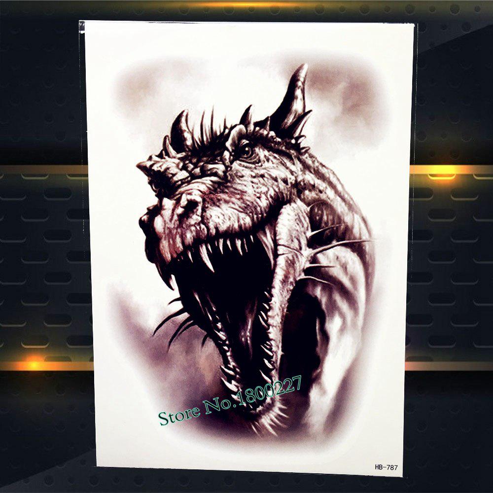 1PC Black Dragon Jurassic Dinosaur Temporary Tattoo Stickers Body Art ARm Waterproof