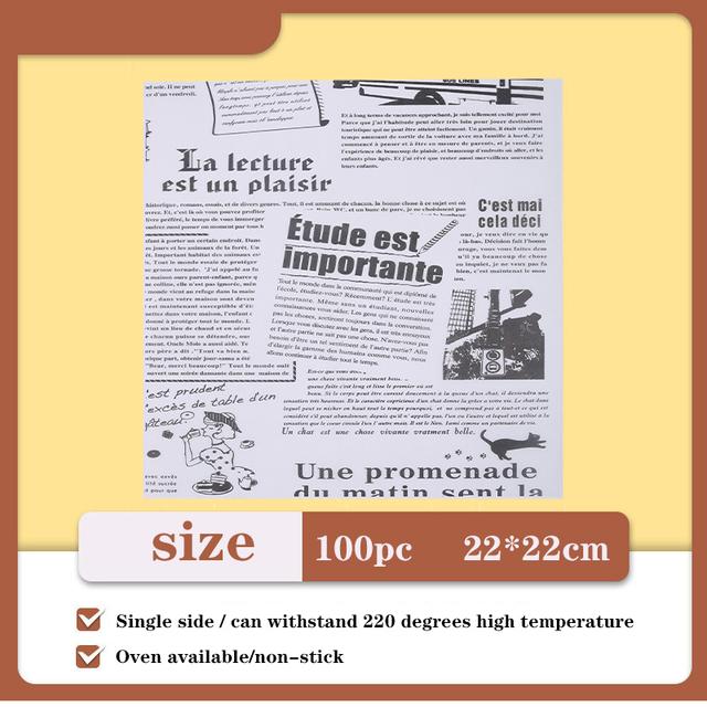 100 шт., упаковочная бумага для пищевых продуктов, английский узор, сэндвич, бургер, картофель фри, жареный олатовый коврик, вощеная бумага, промасленная бумага