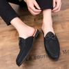 New Men Bowknot Black Pu Leather Half Slippers Shoes Male Casual Mules Moccasins Breathable Loafers Zapatos Hombre