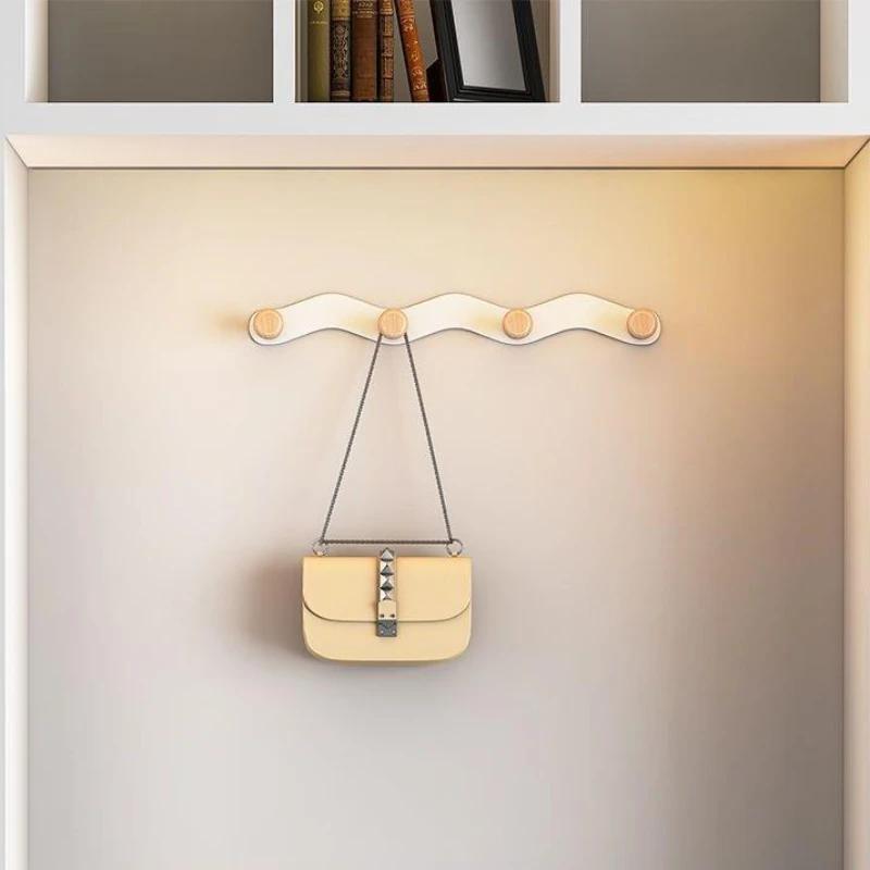 Креативный волнообразный крючок-вешалка, ряд крючков, деревянная вешалка для одежды, крючки для полотенец с перфорацией, скандинавский белый, настенные крючки для пальто, скандинавский деревянный