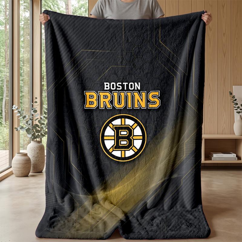 Boston Bruins Flannel Fleece Blanket Cozy Warm Throw Blanket For Couch Bed Travel All Season Use