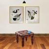 30.48 Cm Sheesham Wood Brass Carving Round Beautiful Carving Design Side Table Coffee Table Outdoor Table Living Room Furniture