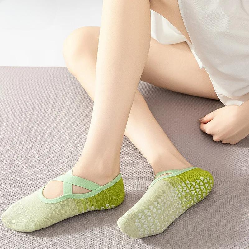 Градиентные носки для йоги с эффектом тай-дай женские летние противоскользящие профессиональные носки для пилатеса для занятий в помещении танцами фитнесом спортивные носки женские