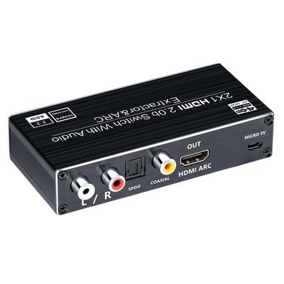 Переключатель HDMI ELEVIEW со звуком 2 1 4K Поддержка ARC Цифровой оптический и совместимый с PS4 Nintendo Fire 1080p Ручное дистанционное разделение, Входы,