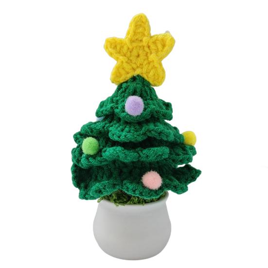 Christmas Yarn Ornament Bright Color Xmas Tree Star Shape Knitted Tree Decoration Home Party Holiday Accent