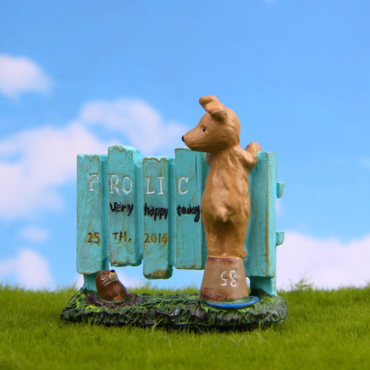 Garden Resin Kids Little Dog Fence Sea Lion Ornament For Potted Plants Gift