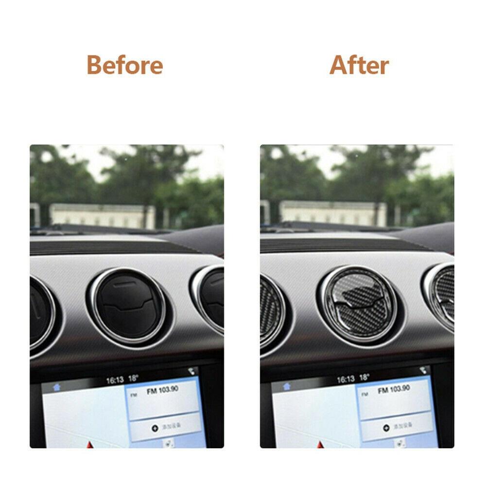 Накладка на внутреннюю вентиляционную решетку из настоящего углеродного волокна для Ford Mustang 2015-2020 гг.