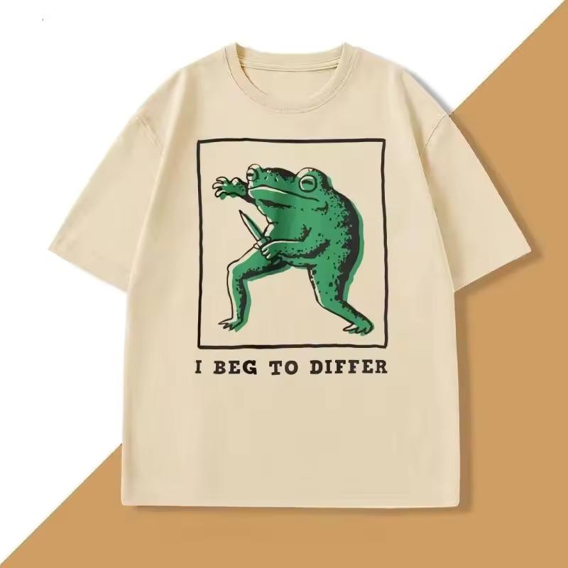 I Don't Agree with The Frog Print T-shirt Women's Casual Short-sleeved Harajuku T-shirt Women's Clothing Personality Summer Y2K