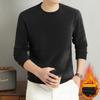 Men S Fleece Lined Solid Color Crew Neck Long Sleeve Sweatshirt