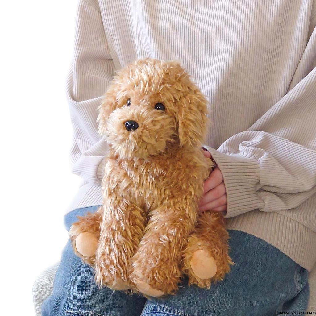 Плюшевая игрушка Ниниан и Кино Реалистичный той-пудель Свободно Примерно 33см Реалистичная домашняя собака, (Абрикос), Подвижный, Длинный,