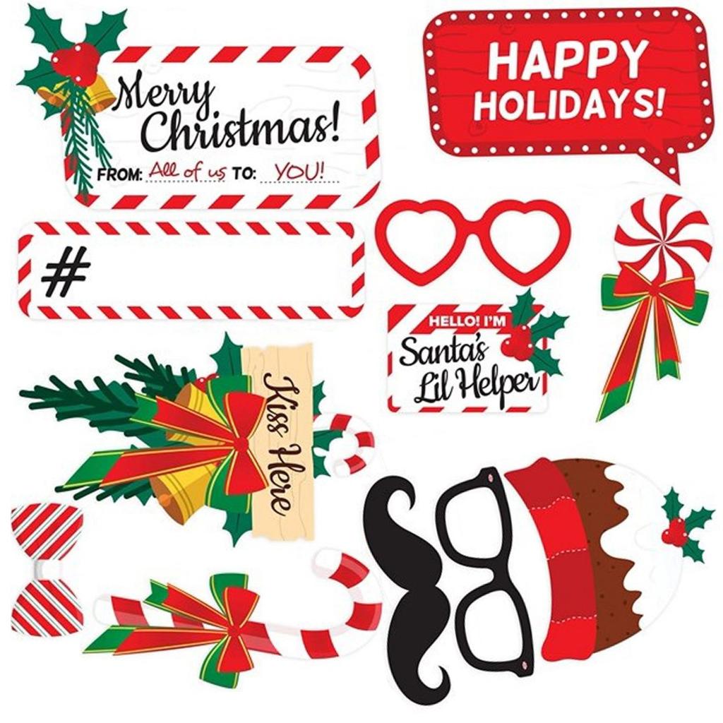 38 шт. Рождественский фото реквизит для вечеринки Рождественская шапка носки борода рога украшения