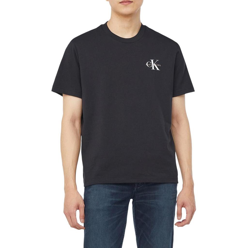 Calvin Klein Футболка с логотипом, обычный крой, повседневная, с круглым вырезом, с коротким рукавом, унисекс, топы, черная 4RAB213-UB1