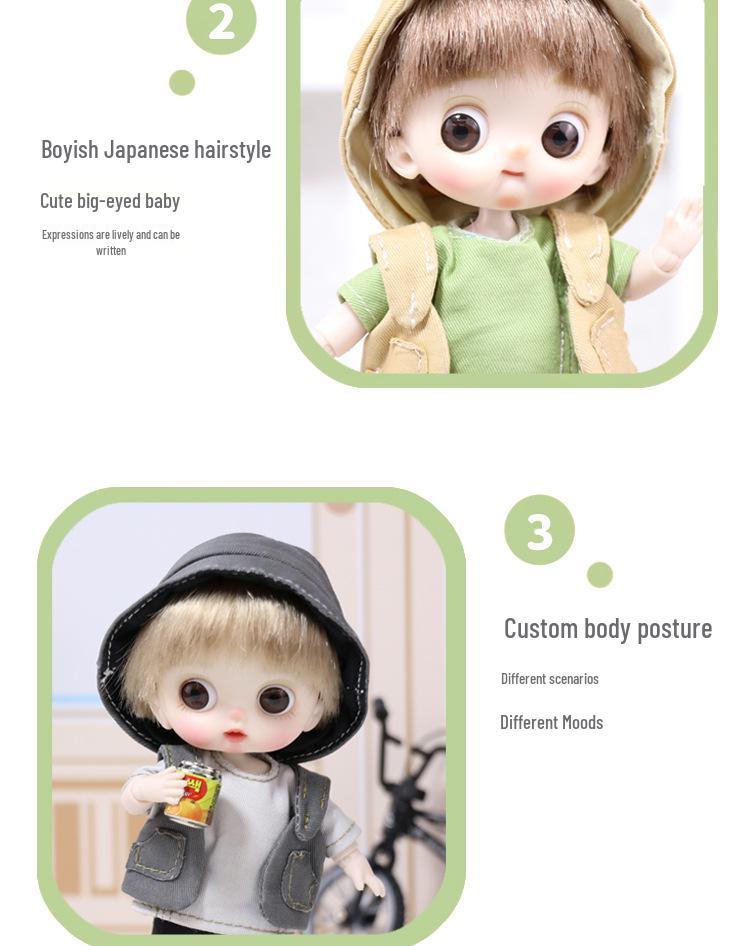 Peach Maruko 4.5" BJD Skateboard Boy Doll with Changeable Clothes - Birthday Gift Figurine