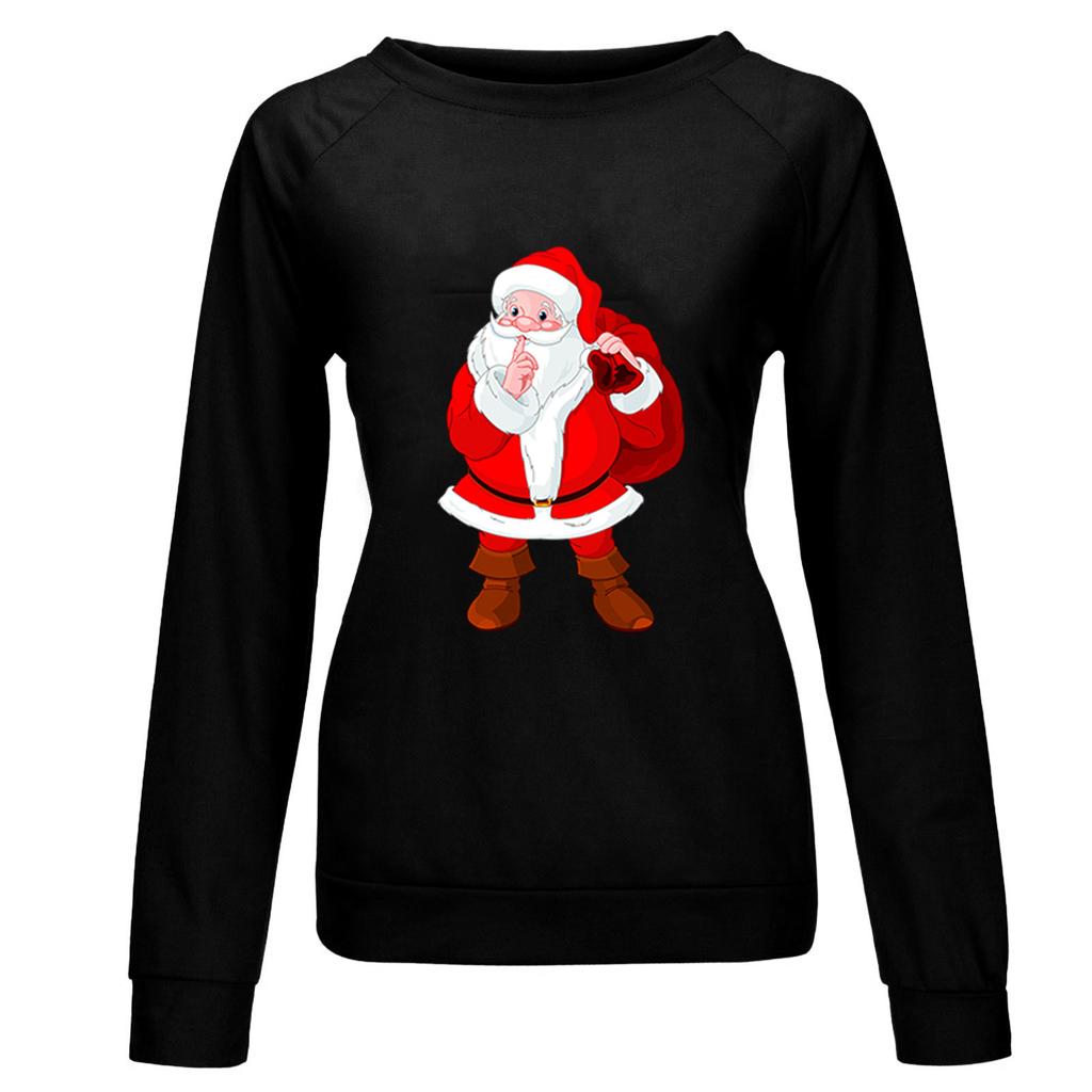 Chirstmas Print Crewneck Sweatshirt Women Fall And Winter Long Sleeve Loose Casual Tee Tops Female Pullover Oversized