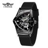 WINNER Sports Triangle Skeleton Automatic Men Watch Luminous Pointers Fashion Rubber Strap Luxury Military Mechanical Watches