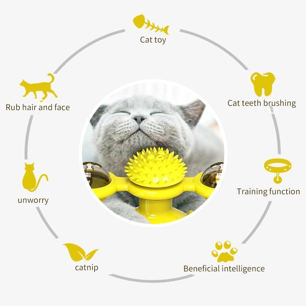 Интерактивная игрушка для кошек «Ветряная мельница» с кошачьей мятой, забавные игрушки для кошек в помещении, игрушки со светодиодной подсветкой, игрушки для упражнений с мячом для кошек, игрушка с кошачьей мятой