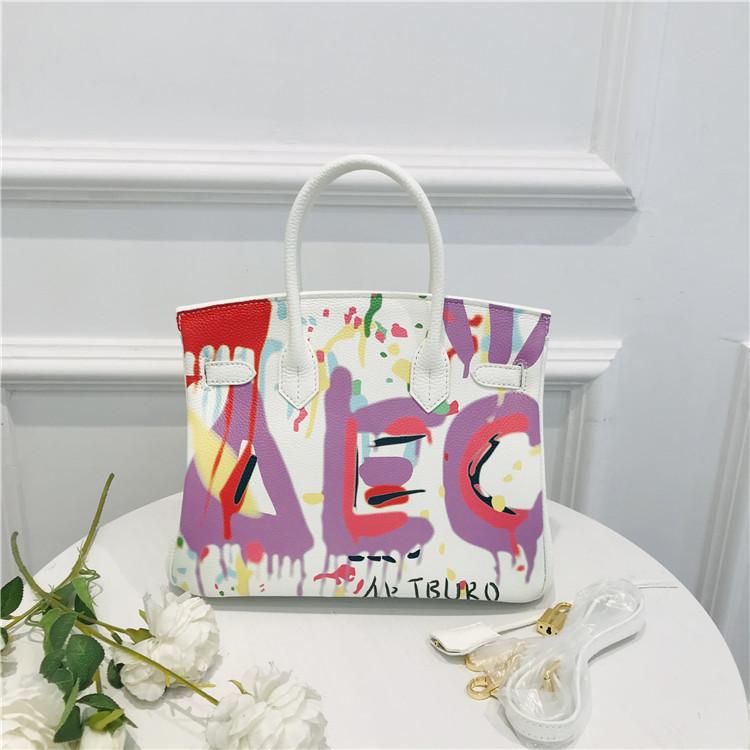 2021 Новый платиновый мешок первый слой коровья кожа окрашенный аэрозольной краской граффити сумка портативный наплечный мессенджер персонализированный женский мешок тренд