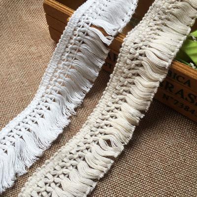 5 ярдов DIY кружевная ткань тесьма хлопчатобумажная нить плетеная лента шириной 3,5 см материал отделки кисточкой бежевого цвета