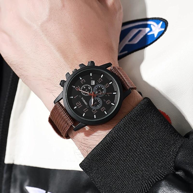 New Fashion Luxury Man Militray Sports Date Watch Men Army Soldier Military Canvas Fabric Analog Quartz Watches Reloj Hombre