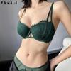 Сексуальный бюстгальтер с эффектом пуш-ап, женское нижнее белье, чашка BCD, зеленый цвет