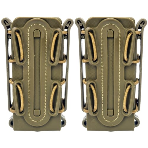 MILQUEST Magazine Pouch for Gas Handguns, MP5, and MP7, MOLLE Belt Compatible, Airsoft Soft Shell, Scorpion Style (Set of 2 Tan)