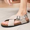 Fashion Fashionable Summer Men's New Handmade Cowhide Breathable Sandals Outdoor Men's Leather Comfortable Anti Slip Cork Beach Shoes
