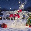 Рождественское светящееся украшение в виде оленя, светодиодная подсветка, 2D железная семья оленей для двора, патио, лужайки, сада, домашнего декора для рабочего стола