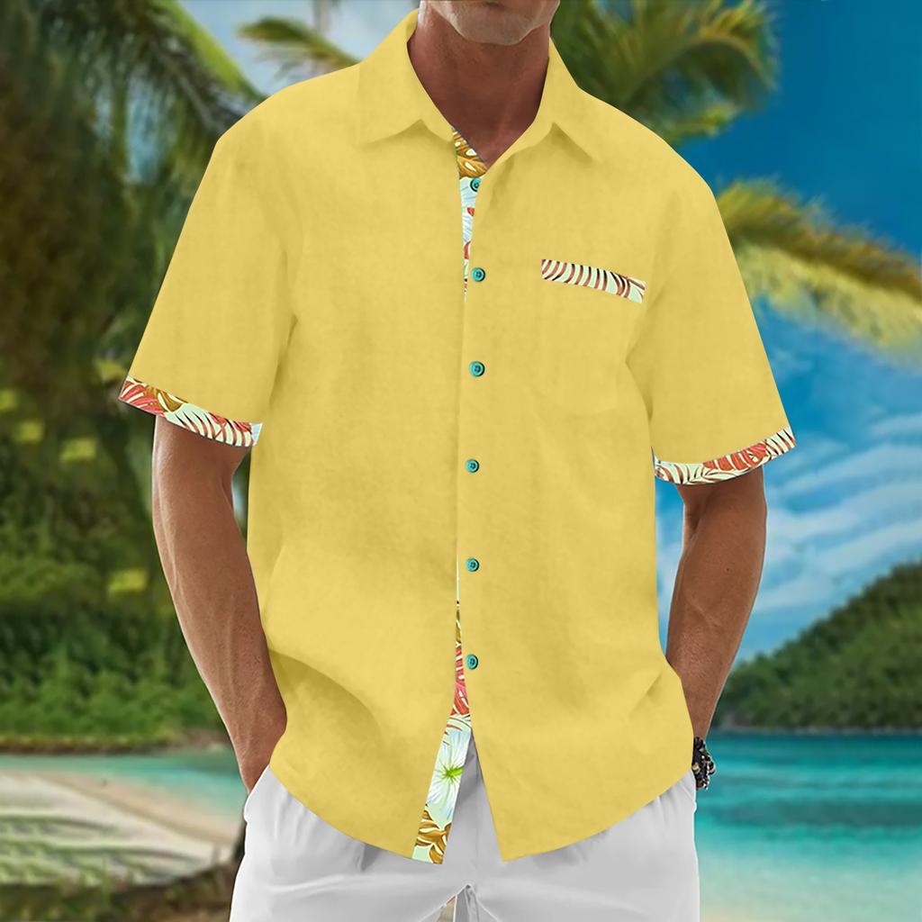 Гавайская рубашка для мужчин, мужские винтажные рубашки для боулинга на пуговицах, летняя пляжная рубашка с коротким рукавом