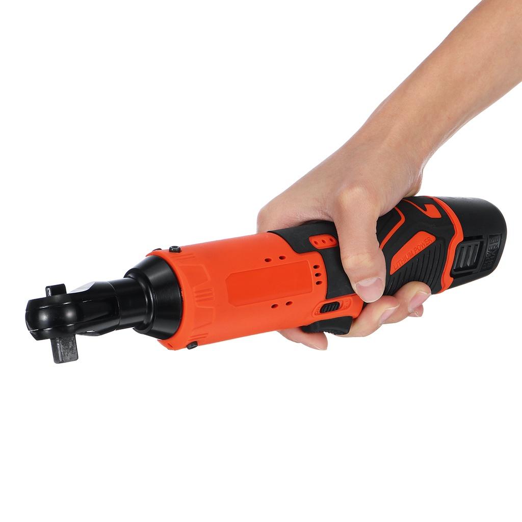 12V Cordless Ratchet Right Angle Wrench 3/8INCHES 65Nm Angle Wrench Tool Impact Power Tool with 2 Battery