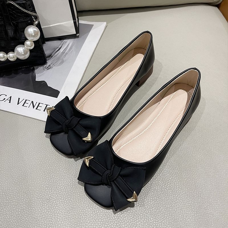 Туфли-лодочки на плоской подошве, женские летние новые универсальные, с бантом, с вырезом, женские